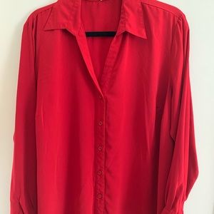 Lightweight Button Down Red Top In Great Condition